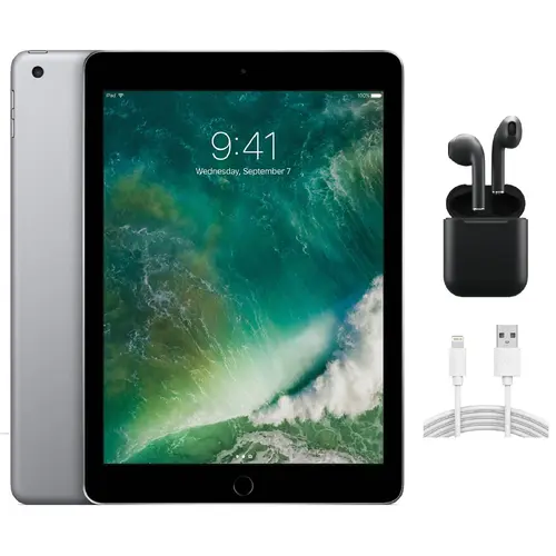 Refurbished Apple iPad 2017 (5th Gen) WiFi Only A1822 - Good Condition with Wireless Earbuds & 1 Year Warranty