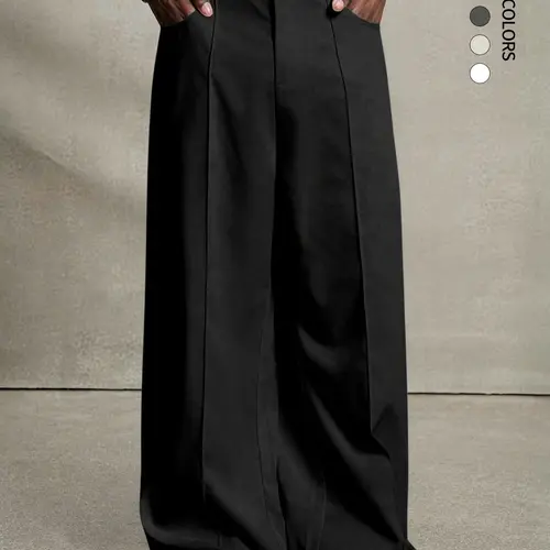 Casual Suit Pants, Wrinkle-Resistant Straight Leg, Fitted Y-Type, Button Fly, Pockets, All Seasons, Office Wear, Floor-Length, Casual Comfy Pants, Casual Everyday Workwear, Casual Comfy Trouser