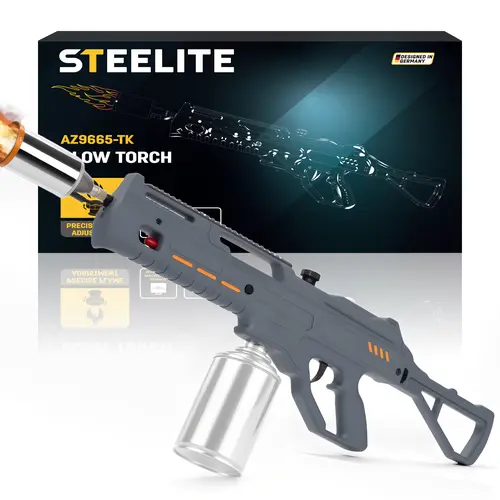 STEELITE Powerful Propane Torch Gun - Adjustable Flame Thrower, Lightweight Detachable Modular Design, Tools and Gadgets for Campfire Starter, Kitchen Use - Portable Grill Blow Torch, Gifts for Him (Tank Not Included), Outdoor