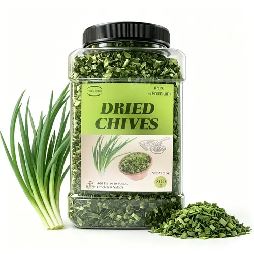 Organic Freeze-Dried Chives (7oz Resealable Jar) - 100% Clean Label Dried Herbs, Gluten-Free, Sugar-Free, No Additives, No-Chop Instant Green Herb with Bold Flavor, Cupboard-Storage Friendly, Ideal for Daily Meals, Homemade Dips & Salad Dressings
