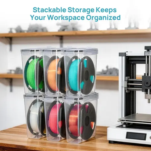 Vtopmart 4-12 Pack Filament Storage Box,3D Printer Filament Storage with Desiccant, Labels & Marker, Waterproof Filament Storage Container for 1KG Spools Dust-Proof & Stackable Box for PLA/ABS/PETG/TPU/Nylon summerwins,dorm essentials,home decor