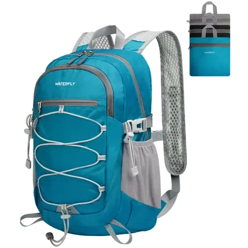 WATERFLY Unisex 15L Packable Camping Backpack - Durable Outdoor Rucksack, Water-Resistant Nylon Foldable Hiking/Travel Daypack with Breathable Shoulder Straps, Side Mesh Pockets