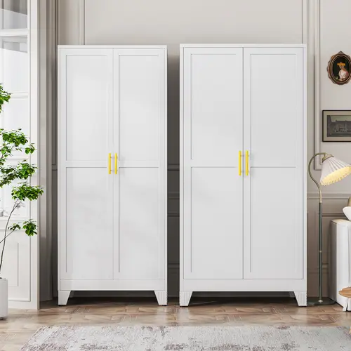 75" Tall Metal Kitchen Pantry Storage Cabinet with 2 Doors & 5 Adjustable Shelves, 32"/36.2" Dual Width Options, Multipurpose Cupboard for Kitchen, Dining Room, Living Room & Bathroom