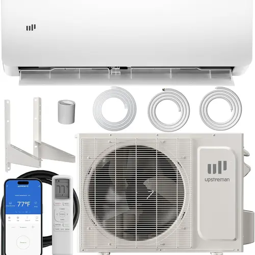Upstreman Smart Inverter Mini Split AC Unit Complete System - Single/Multi-Zone, 12000-28000 BTU, 20 SEER2, 115V/230V Wall-Mount Full Set Energy Saver, Heating, Dehumidifier, Cooler, 4D Auto-Swing, Smart Inv, Smart Inverter Ac, 24-Hour Timer Functions