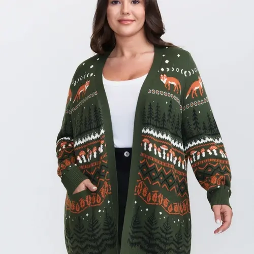 BloomChic Women's Plus Size Long Sleeve Open Front Knit Sweater - Lightweight Fabric, Relaxed Fit, Pockets, M-6X, for Fall Layering & Everyday Wear (Women's Clothes), Halloween, Comfy，SohoChic