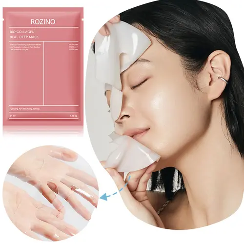 ROZINO Bio-Collagen Hydrating Facial Sheet Mask - Deep Nourishing for Daily Skincare & Youth Boosting,sohochic