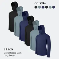 3/6 Packs Men's Casual Hoodies Slim Fit Lightweight Hoodies Sun Protection Shirts With Mask Solid Color Sunproof Long Sleeve Fishing Shirts For Men Hoodie Workwear With Face Mask Neck Gaiter For Outdoor Activities Fall Hoodie It's A Gift