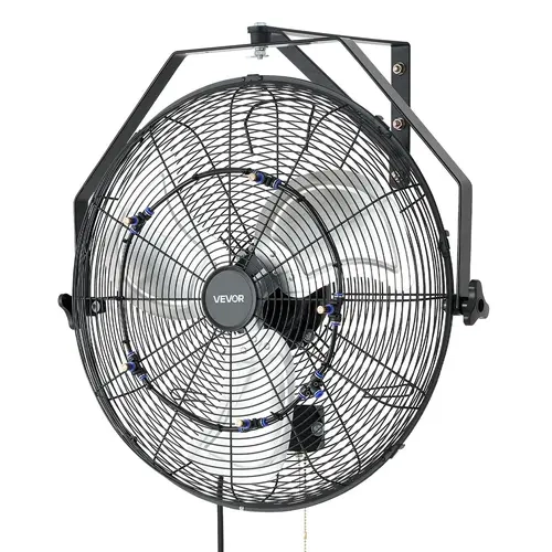 【toolupgrade】VEVOR 20-in Industrial Wall Mount Mist Fan, IP44 Protection, 3 Fan Speeds, 32.8 Ft/10 M Airflow Distance, Adjustable Rotation Angle, 3400 CFM, Water Hose Compatible, for Garage, Industrial Use, Industrial Wall Fan, 3Speed Control, Aluminum B