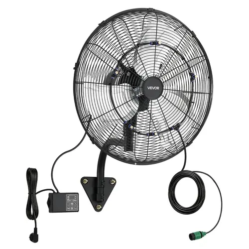 【toolupgrade】VEVOR 20-in Wall Mount Cooling Fan, 2 Mounting Options, Oscillating Mist Function, Remote Control, IP44 Rating, 3 Speeds, 18h Timer, Temperature Control, 32.8 Ft Range, Ideal for Garage, Greenhouses,dorm essentials,home essentials