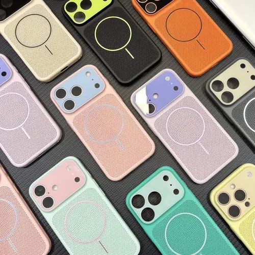 Color-block phone case with large window for summer heat dissipation — Compatible with iPhone 17/16 Pro Max, iPhone 15 (couple’s edition), iPhone 14 and iPhone 13 series — 3994