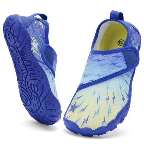 Kids' Quick-Dry Water Sport Shoes, Slip-On Barefoot Aqua Socks with Wide Toe Box, Fabric Upper & Quick-Dry Sole, Breathable Sporty Shoes for Toddlers, Little & Big Kids (Beach, Pool Use),sohochic