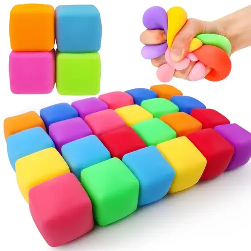Random Color Squishy Cube,  8/16Pcs Stress Cube Toys  Slow Rising Stress Balls for Kids Classroom Prizes Goodie Bags Squeeze Stretch Fidget Balls for Party Favors Adults Stress Relief