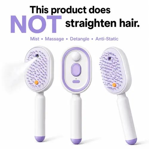 【Not straightened】Electric Spray Air Cushion Massage Comb, Self-Cleaning Anti-Tangle Hair Brush, Anti-Static Volumizing Scalp Massage Brush for Dry Frizzy Hair Care, No Essential Oil Included