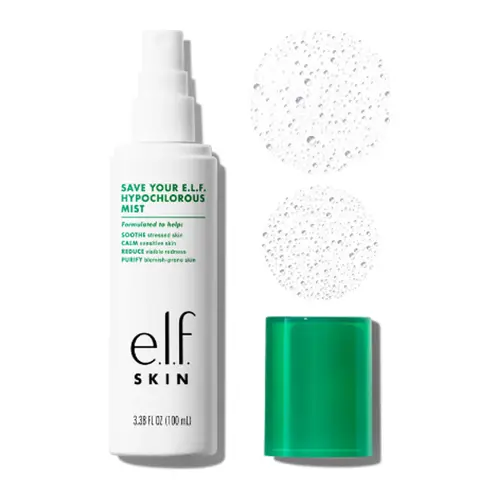 e.l.f. Save Your e.l.f. Hypochlorous Acid Mist — Dermatologist-Developed Facial Spray to Soothe, Purify & Calm Visible Redness for Sensitive, Blemish-Prone & Eczema-Prone Skin | Vegan Toner Mist, 3.38 oz