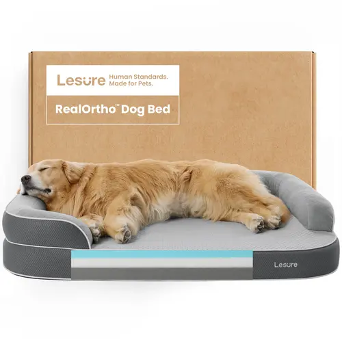【Vet‑Recommended】LESURE RealOrtho｜Orthopedic Dog Bed for Large & Senior Dogs, 3-Layer Support Joint Protection Premium Memory Foam Orthopedic Bed for Senior Joint Support with Waterproof Washable Cover, Comfort Dog Couch Sofa for Deep Sleep