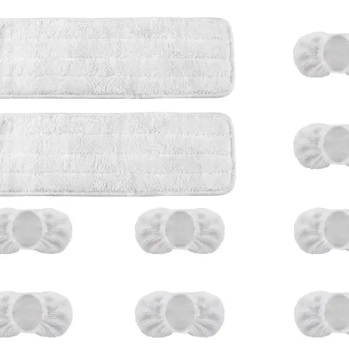 Steambot Dynamics Multifunctional Washable Steam Mop Pads & Microfiber Bonnet Pack, 2 Mop Heads Replacements & 8 Bonnets for Steam Cleaner Accessories