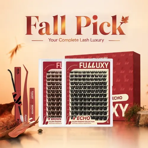ECHO & Brown ECHO  | Fulluxy Russian Cluster Lashes, | Premium Volume Cluster Lashes, Comfortable False Eyelashes. Reusable, Easy to Install, Natural Style for All Eye Shapes, Your Go-to Choice for Trendy Eye Makeup