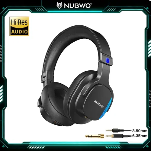 NUBWO HD01 High Quality Wired Over-Ear Headphones - Hi-Res Audio, 3.5mm/6.35mm Detachable Jack, 45mm Drivers, 180° Flip Earpads, Noise Isolating Stereo, Non-Water Resistant, for Podcast Setup, Guitar Amps, Work From Home (Black), Wired Earphones