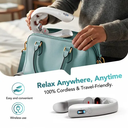 SKG K5-3 PRO Neck Massager with Heat - Electric Pulse, Vibration, Traction, Red Light - Portable Massagers, Cervical Massage Devices, Electronic Assisted, Dual Function Handheld for Neck Pain Relief, Mother Gift,sohochic
