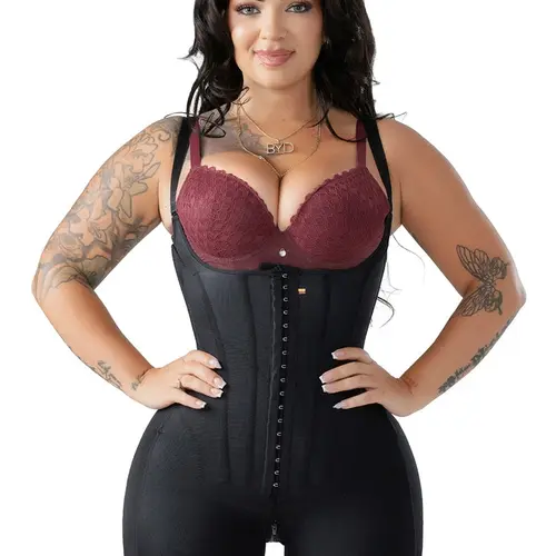 SNATCHED BODY Bone Open Bust Faja | Colombian Powernet Waist Snatching | Built-in Butt Lifter + Zero Glute Compression | 3-Row Hook + Perineal Zipper | Silicone Lace Anti-Roll | Stage 3 colombian Faja