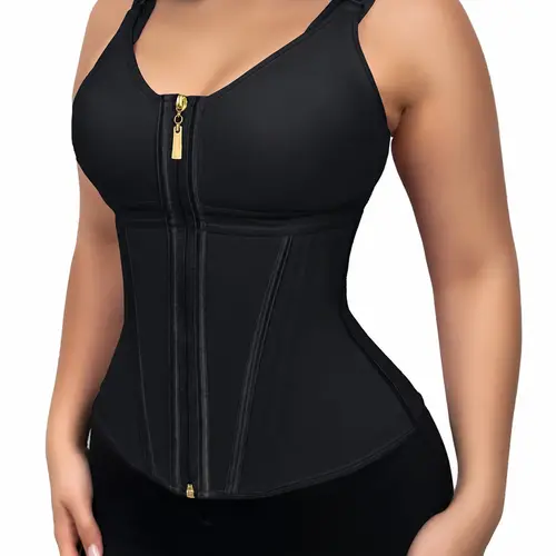 Women's Colombian Faja Body Shaper with Bra Girdle Adjustable Strap, Polyester Fabric, Seamless Compression Waist Trainer Vest for Workout, Wedding, Travel (Black),sohochic