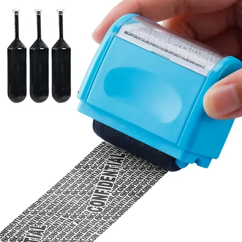 Identity Theft Protection Roller Stamp, Confidential Privacy Security Roller Stamp with 3 Refills,Address & Billing Info Blocker, Home & Office Mailing Essentials