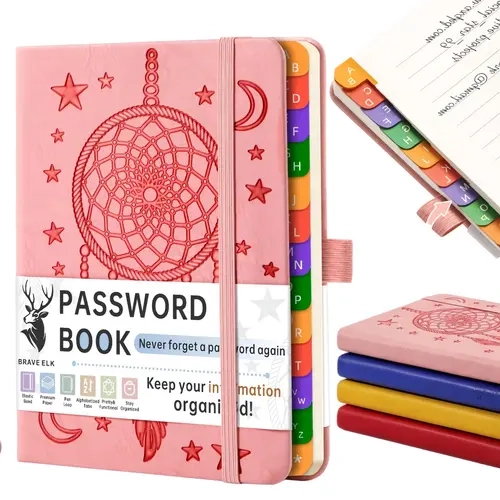 Mini Password Note Taking Organizer Notebook with Letter Indexes, Laminated Tabs, Quick Website Login Access, Username-Password Storage, Home/Office Computer Use, Holiday Gift (Computers & Office Stationery)