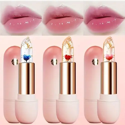 Transparent Petal Temperature-Changing Lipstick Set - Long-Wear, Waterproof Moisturizer Lip Tint for Adults, Glossy Finish, Glowing Makeup & Lip Care, Water Proof,sohochic