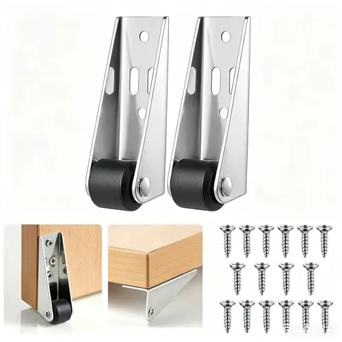 Aluminum Frame Nylon Roller Base Guide for Sliding Panels, Side Stabilizing Hardware to Prevent Door Shifting, Suitable for Barn Door, Cabinet & Wardrobe, 2.91×2.68×0.83 Inch 1.23 Oz