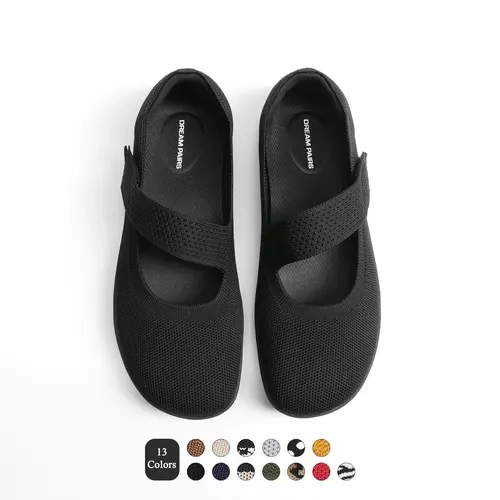 DREAM PAIRS Women's Knit Fabric Mary Jane Ballet Flats - Wide Toe Box, Arch Support, Flexible, Breathable, Chic - Walking Shoes for Office Business, Casual Travel,sohochic