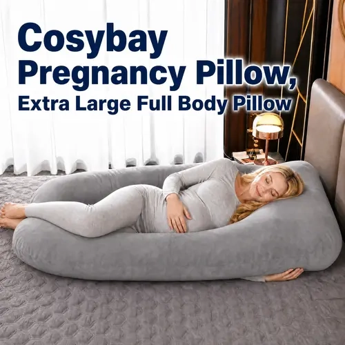 Cosybay 55" Extra Large Maternity Pregnancy Pillow with Removable Washable Smooth Fabric Cover - Full-Body Cradle, Neck+Shoulder Hug, Legs Cradled Support for Pregnant Women #momsoftiktok,sohochic