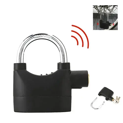 FUDUOO Alarm Hanging Lock, 110db Outdoor Stainless Steel Door Alarm Lock, Includes 3 Keys, High Security for Garage Fence Storage Units, Alarm Padlock