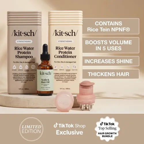 Hair Growth Bundle - Kitsch Rice Water Shampoo, Conditioner, Rosemary Oil for Scalp, Scalp & Hair Oil Applicator: Healthy Scalp & Hair