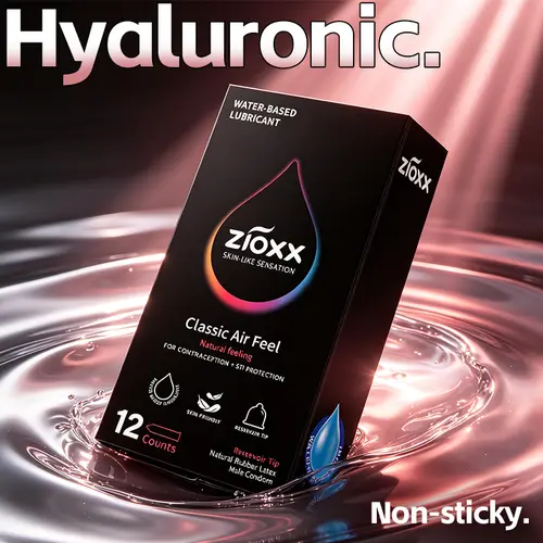 ZIOXX Classic Air Feel Male Natural Latex Condoms, 12-Count Thin Prop 65 Safe Protection Aid, 52mm Water-Based Smooth Everyday Comfort with Natural Soft Reservoir Tip#sohochic