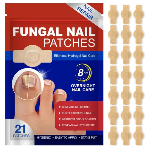 Nail Patches 21 PCS Toenail Treatment Extra Strength 8-Hour Fast Acting Repair Damaged Nails Overnight Nail Repair Effortless Hydrogel Nail Care Renewal for Men and Women fathersdaygift