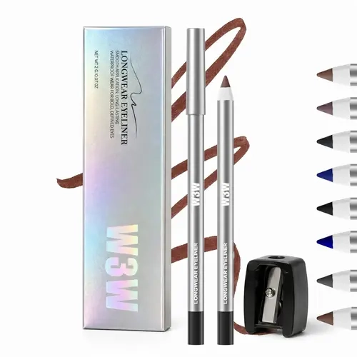 Flawless 2# Eggplant Eyeliner Pencil - Waterproof, Smudge-Proof, Transfer-Proof Makeup, Long-Lasting Creamy Gel, Precision Glide, Inner/Outer Eyelids, Cruelty-Free Single Item, Includes Plum Lipliner for Adults