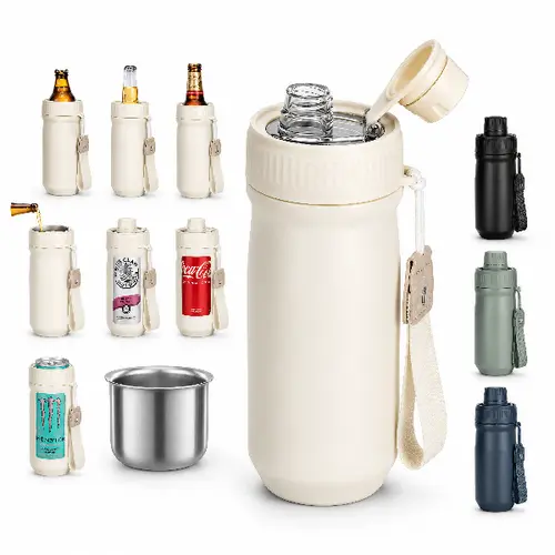[MAXSO TikTokShopBackToSchool] 5-In-1 Stainless Steel Vacuum Insulated Can Cooler Tumbler, Detachable Drink Cover With Fizz Soda Lid, Leakproof Portable Holder For 12Oz 16Oz Regular Slim Cans, Bottled Beer & Tea,sohochic