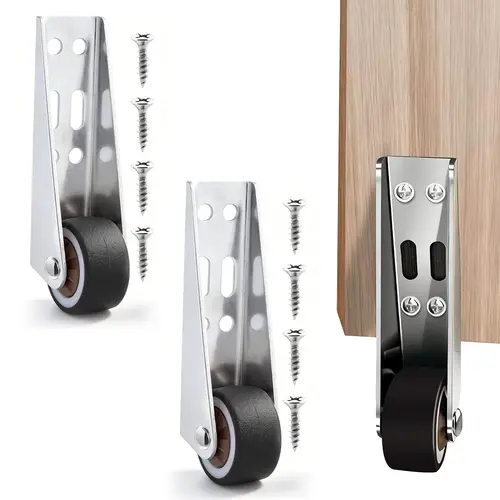 Heavy Duty Vertical Track Roller Wheel - 110LBS Bottom Guide, Anti-Wobble Stop, Nylon Wheel & Aluminum Bracket, Smooth Quiet Glide, Easy-Install Replacement Parts for Barn Doors, Sliding Doors, Closets, Wardrobes, DIY Projects, Interior Doors