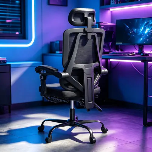 【Mecha Glow Chair】Mr IRONSTONE Gaming Chair, Mecha Style Breathable Mesh Back Esports Chair with LED Lights & Footrest, Ergonomic High-Back Computer Desk Chair for Summer Cooling, Gamer Gift NEW ARRIVAL!!!Level Up Your Setup for Summer!