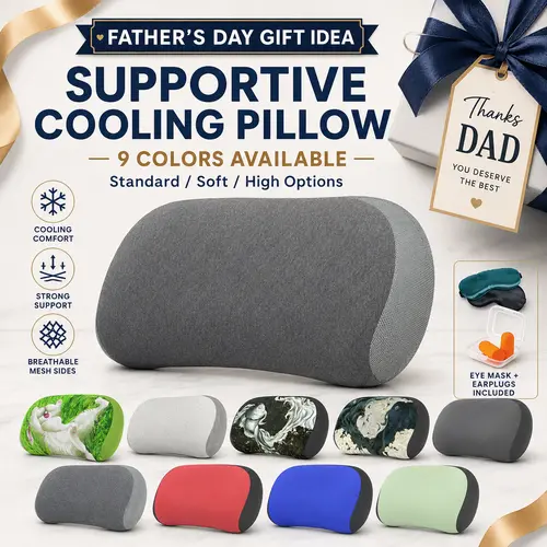 GEECO Firm Cervical Neck Pillow for Sleeping - Neck Rest Cushion, Non-Memory Foam Tube-Fill Core, 72 Airflow Holes, 3-Layer Spine Support, Ideal for Side & Back Sleepers