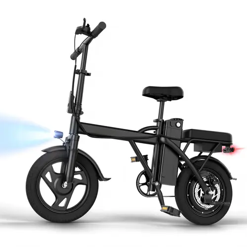 【HQYEX 】    Electric Bike | 750W Peak Power | Top Speed 22 MPH | 14" Pneumatic Tires | 22–40 Mile Range | Dual Seat | Single Brake Lever | Height Adjustable Seat【X14】