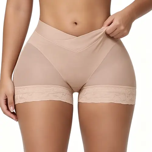 JOSHINE SHAPER Butt Lifting Panties Tummy Control Shapewear Shorts V Crossover Body Shaper Shorts Fajas Moldeadoras Seamless Shaping Boyshorts Panties for Women Tummy Control Shapewear Under Dress Slip Shorts Underwear (2 Pack Beige-1,M)