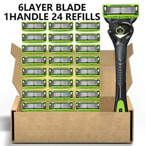 Men’s Shaving Kit - 12 Razor Blades + 1 Lightweight Handle, 24-Piece Replacement Set Option, Ultra Sharp Stainless Steel Blades, Fragrance-Free, Smooth Glide Clean Shave, Compatible with Standard Razor Handles, Face & Body Grooming