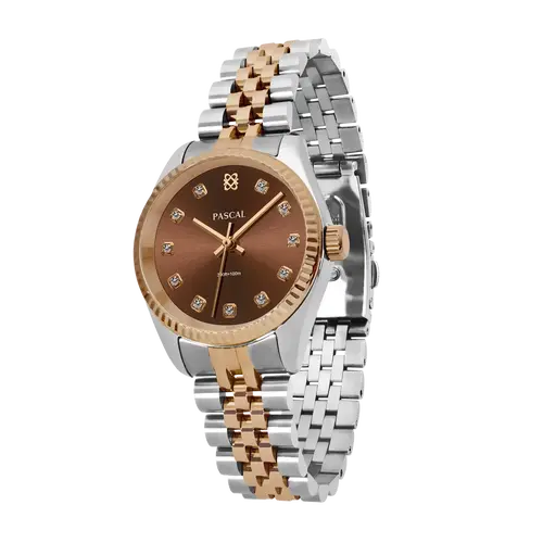 PASCAL Diamond Classic Watch for Women & Men 31mm & 36mm Swiss Quartz Stainless Steel Waterproof Luxury Wrist Watch with Lab-Grown Diamonds
