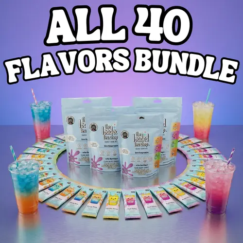 40-Pack Bundle, All 40 Flavors, 1 Packet Makes 32 oz of Loaded Tea, Zero Sugar, Zero Carbs, Zero Calories, Zero Artificial Colors & Flavors, B-Complex, Vitamins D3 & K2, Aloe, 200mg Natural Caffeine, Functional Energy Tea Packs