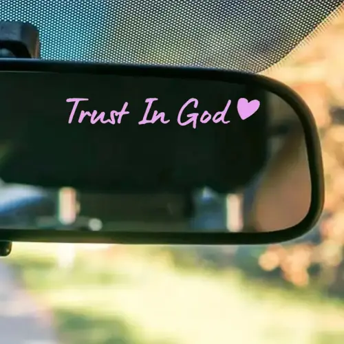 5pcs Faithful Theme Self-Adhesive Car Rearview Mirror Decals Pack - Letter & Heart Pattern, Easy Install Universal Vehicle Accessories, Car Exterior Decoration, Complimentary Shipping for Trucks,toolupgrade