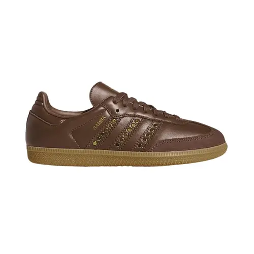 Adidas Women's Studded Leather Samba Low-Top Classic Sneakers - Earth Strata Gold, Women's Shoes, Casual Footwear, Trending Flat Sneakers for Daily Street Wear, Flat Sneaker Shoes