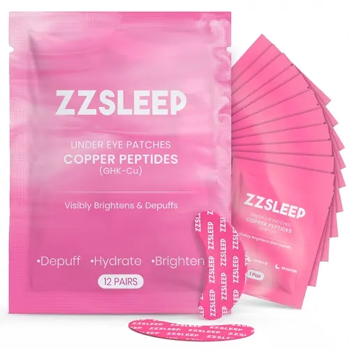 ZZSLEEP Under Eye Patches – Hydrating & Depuffing Hydrogel Eye Masks with Caffeine & Peptides (12 Pairs)