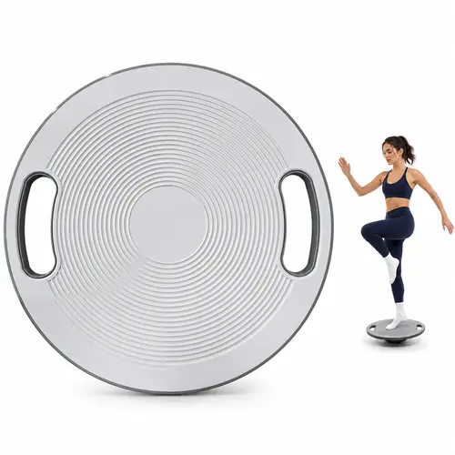 BESTGOD Balance Board - 15.6 in Heavy-Duty Plastic Wobble Trainer with Handles, Raised Striped Texture Non-Slip Surface, Compact Exercise Device Balance Boards for Core Strengthening, Lower-Body Stabilizing, Indoor Fitness & Exercise Workout Equipment