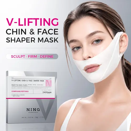 V-Lifting Face Mask, 20-Min Chin Lifting & Jawline Shaper Hydrogel Mask with Dual Ear Loops| 2400ppm Peptides, Collagen & Retinol, Firming Lower Face Care|chin lifting mask#tiktok shop back to school,sohochic